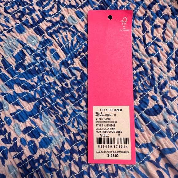 Lilly Pulitzer Kailua Smocked Dress, Ruched, Medium, Tie Straps, Like new - Picture 2 of 7